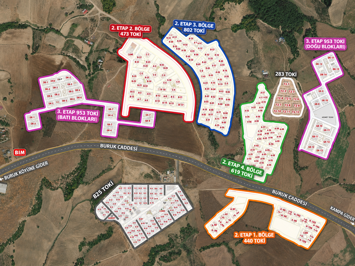 Sarıçam Buruk TOKİ yerleşim planı